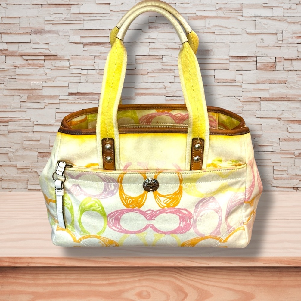 Coach Yellow and Brown Tote Bag